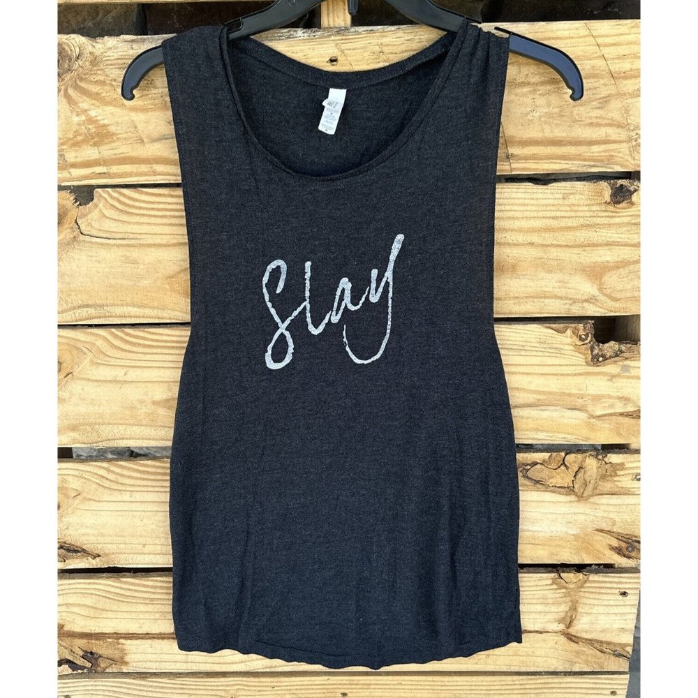 "SLAY" Black - Charcoal Loose Fit Tank